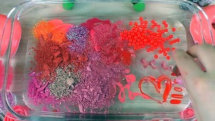 CORAL SLIME Mixing makeup and glitter into Clear Slime Satisfying Slime Videos