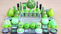 GREEN SLIME Mixing makeup and glitter into Clear Slime Satisfying Slime Videos_2