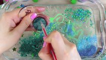 MINT BUTTERFLY SLIME Mixing makeup and glitter into Clear Slime Satisfying Slime Videos