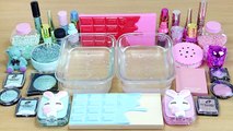MINT vs PINK SLIME Mixing makeup and glitter into Clear Slime Satisfying Slime Videos