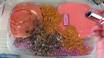 Rose GOLD SLIME   Mixing makeup and glitter into Clear Slime Satisfying Slime Videos
