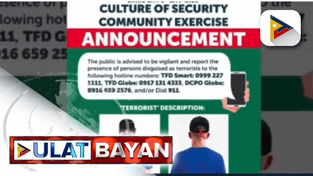Community exercise, isinagawa para sa paglaban sa terorismo sa Davao; Pagsasanay kontra terorismo, matagumpay na naisagawa
