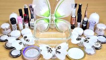 White BUTTERFLY SLIME Mixing makeup and glitter into Clear Slime Satisfying Slime Videos