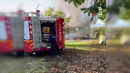 Fındıklık bahçesinde bulunan konteyner alev alev yandı