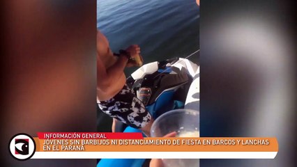 Jóvenes sin Barbijo ni distanciamiento de fiesta en el Río Paraná