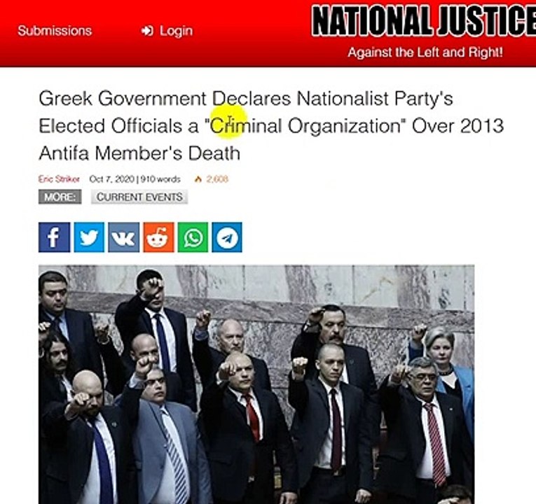Greek Government Declares Nationalist Party's Elected Officials a "Criminal Organization" Over 2013 Antifa Member's Death