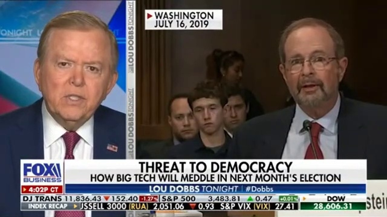 BIG TECH CENSORSHIP & UNFAIR MEDIA! 'Trump Grilled, Biden Coasts.'. Dr. Robert Epstein, American Inst For Behavioral Research & Technology warns 15 Mil Votes Shifted by Big Tech in November Lou Dobbs Tonight Oct 16