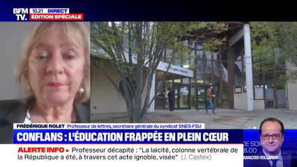 Frédérique Rolet (SNES-FSU) sur le professeur décapité: "Ce collègue faisait son travail, c'est son métier qui est mis en cause"