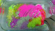 Mix PINK & YELLOW SLIME Mixing makeup and glitter into Clear Slime Satisfying Slime Videos