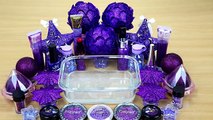 VIOLET GLITTER SLIME Mixing makeup and glitter into Clear Slime Satisfying Slime Videos