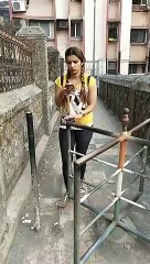 Girl not see proper and damage other people