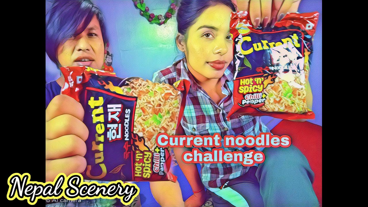 Current hot  spicy noodles challenge || Nepali Hot  spicy ramen noodles | manoj(RASKIN),Menuka