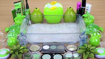 Slime Green Mixing makeup and glitter into Clear Slime Satisfying Slime Videos