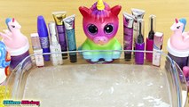 'UNICORN' Slime _ Mixing Makeup Eyeshadow and Glitter into Clear Slime