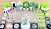 WHITE vs GREEN SLIME Mixing makeup and glitter into Clear Slime Satisfying Slime Videos_2