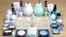 WHITE vs MINT SLIME Mixing makeup and glitter into Clear Slime Satisfying Slime Videos