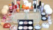 WHITE vs ORANGE SLIME Mixing makeup and glitter into Clear Slime Satisfying Slime Videos