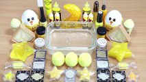 YELLOW SLIME Mixing makeup and glitter into Clear Slime Satisfying Slime Videos_2