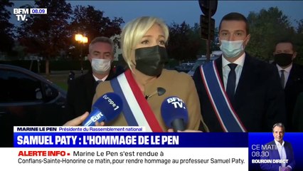 Download Video: Conflans-Sainte-Honorine: Marine Le Pen rend hommage à Samuel Paty, 