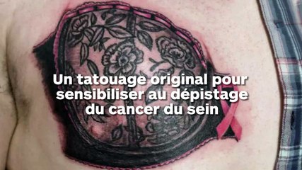 Un homme se fait tatouer un soutien-gorge sur la poitrine