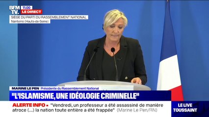 Conflans: Marine Le Pen réclame "la mise en œuvre immédiate d'une commission d'enquête"