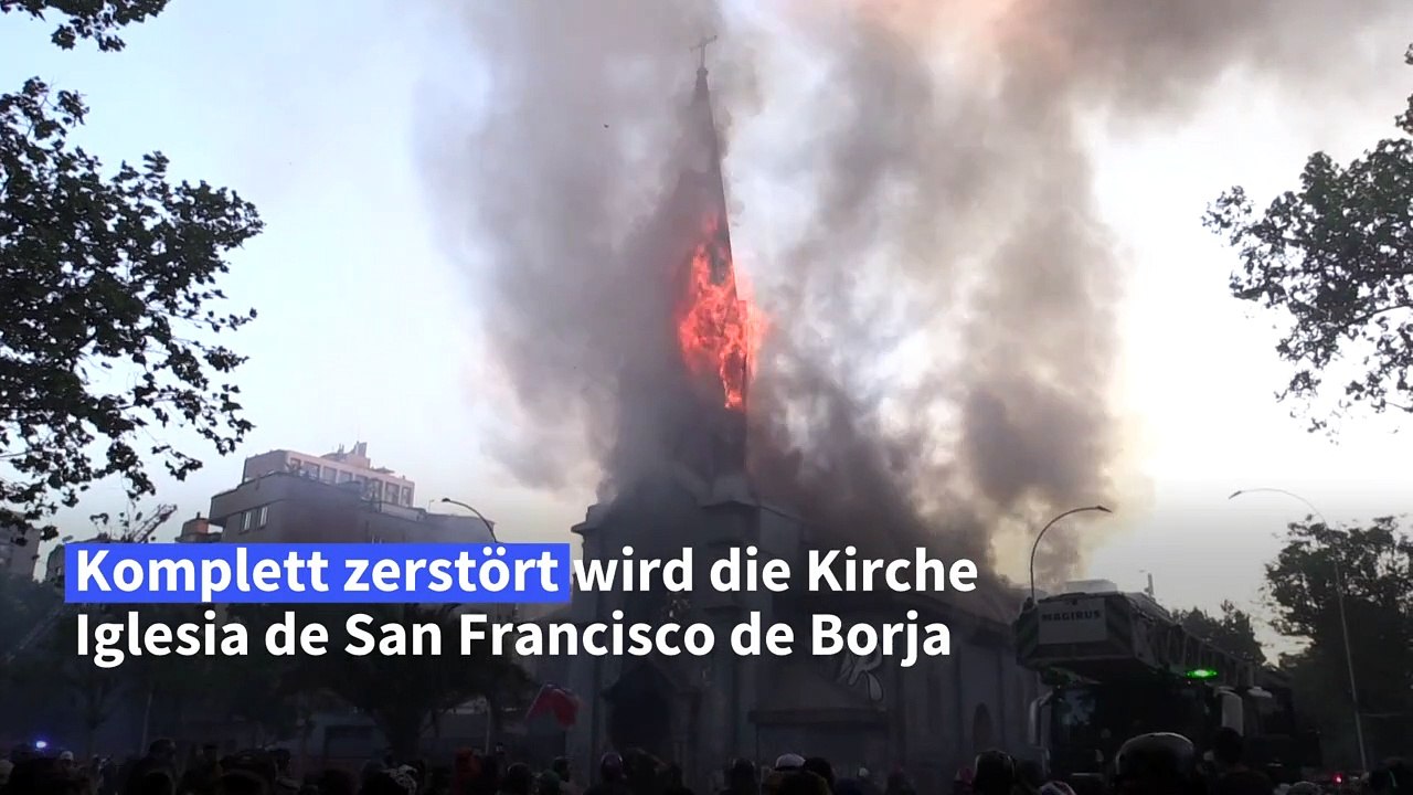 Protestierende in chile brennen kirchen nieder