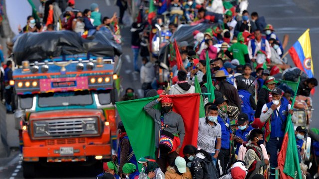 Indigenous Colombians protest to demand end to drug violence