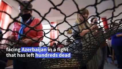 Armenia: Parents and teachers make camouflage nets for Karabakh soldiers