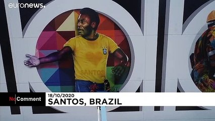 Pele's home town pays tribute to footballing legend with mural for 80th birthday
