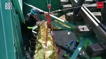 Aparatoso rescate de ciclista caído en el Puente Verde de Arganda del Rey