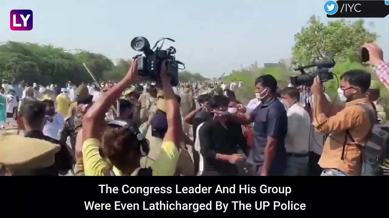 Rahul Gandhi Accompanied By Priyanka Gandhi, Pushed & Stopped By UP Police On Way To Hathras | Video