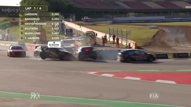 WRX Barcelona 2020 2 Final Start Leaders Kristoffersson Bakkerud Larsson Big Crash Ekstrom Spins