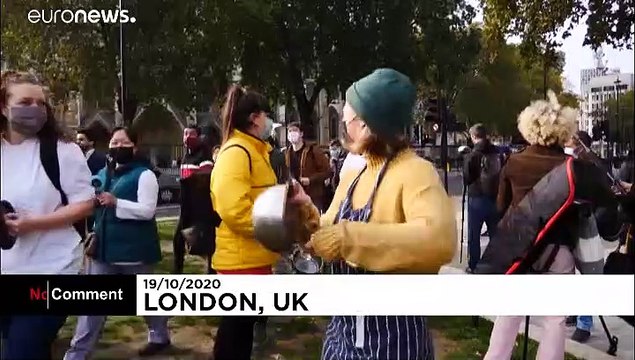 Hospitality workers serve up a protest over coronavirus restrictions