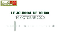 Journal de 10h00 du 19 octobre 2020 [Radio Côte d'Ivoire]