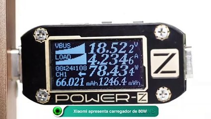 Xiaomi apresenta carregador de 80W