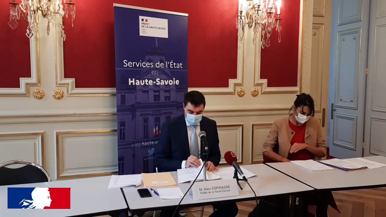 Instauration de l'état d'urgence sanitaire simple en Haute-Savoie : conférence de presse d'Alain Espinasse, préfet de la Haute-Savoie.