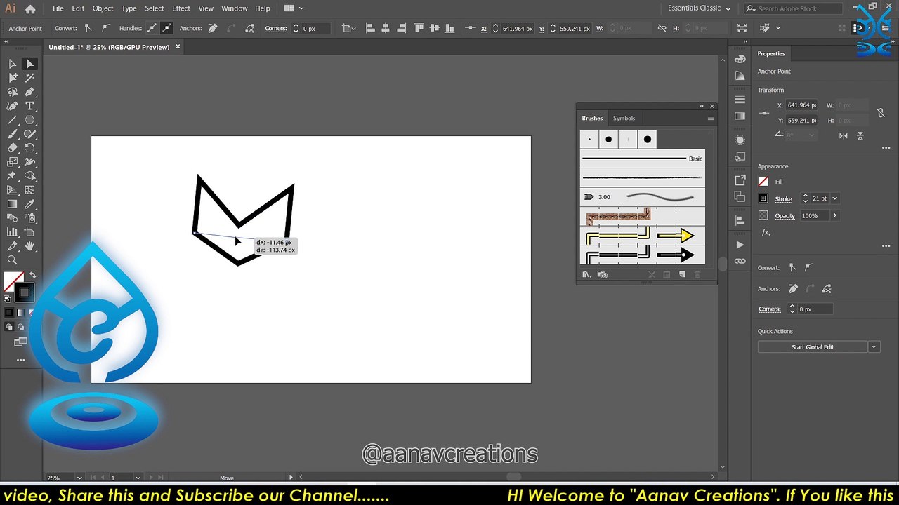 Adobe Illustrator - Pattern Brushes - Class 47 - Hindi | Learn How to Create Art Brushes | Hindi me|