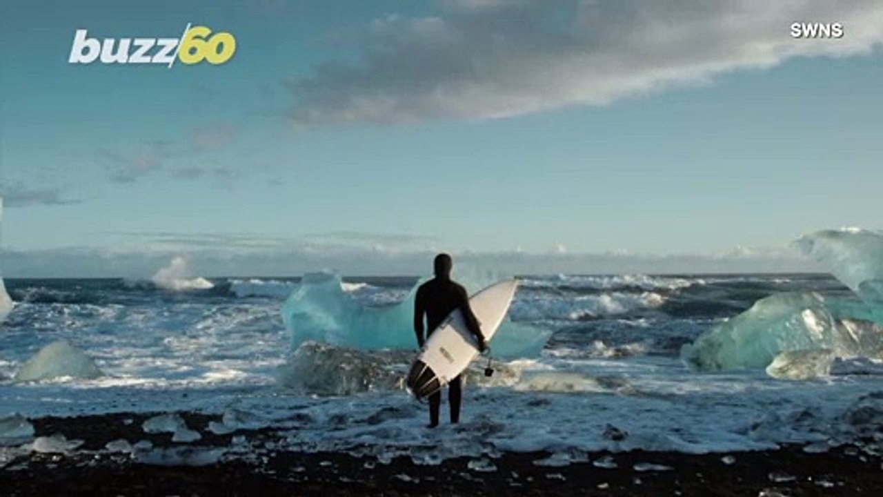 Surfers Dodge Icebergs to Ride The Waves In Freezing Iceland