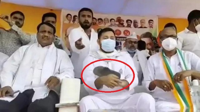 Bihar polls: Slipper thrown at RJD's Tejashwi Yadav