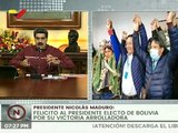Jefe de Estado Nicolás Maduro: felicito al presidente de Bolivia por su victoria arrolladora