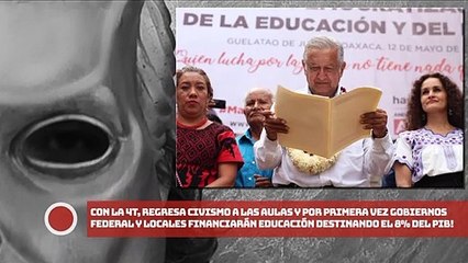 ¡Con la 4T, regresa civismo a las aulas y por primera vez gobiernos y locale al financiarán de la educación con el 8% del PIB; 1% irá a investigación!