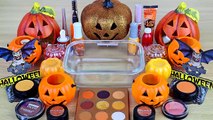 HALLOWEEN SLIME Mixing makeup and glitter into Clear Slime Satisfying Slime Videos