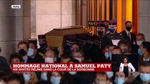 Hommage au professeur assassiné : entrée du cercueil de Samuel Paty dans la cour de la Sorbonne