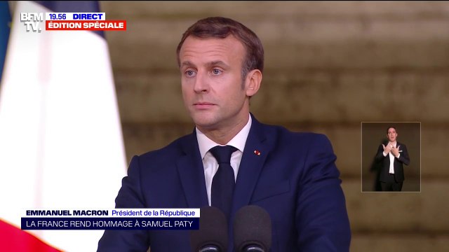 Emmanuel Macron: Samuel Paty fut la victime de la conspiration funeste de la bêtise, du mensonge, de l'amalgame, de la haine de l'autre
