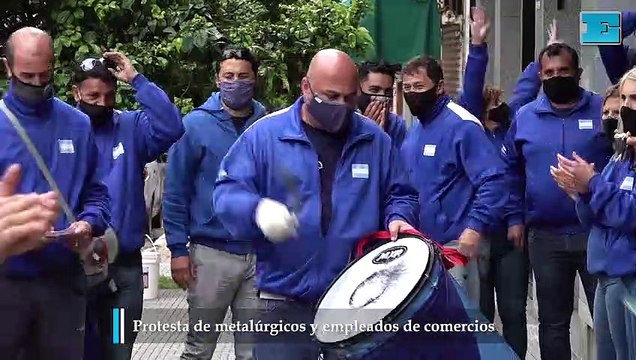 Protesta de metalúrgicos y empleados de comercios