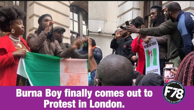 F78News: Burna Boy at the London Protest.