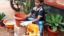 Pot-making techniques from cloth and cement - ideal for garden decoration