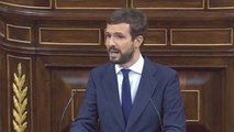 Casado anuncia el no del PP a la moción tras un duro ataque a Vox
