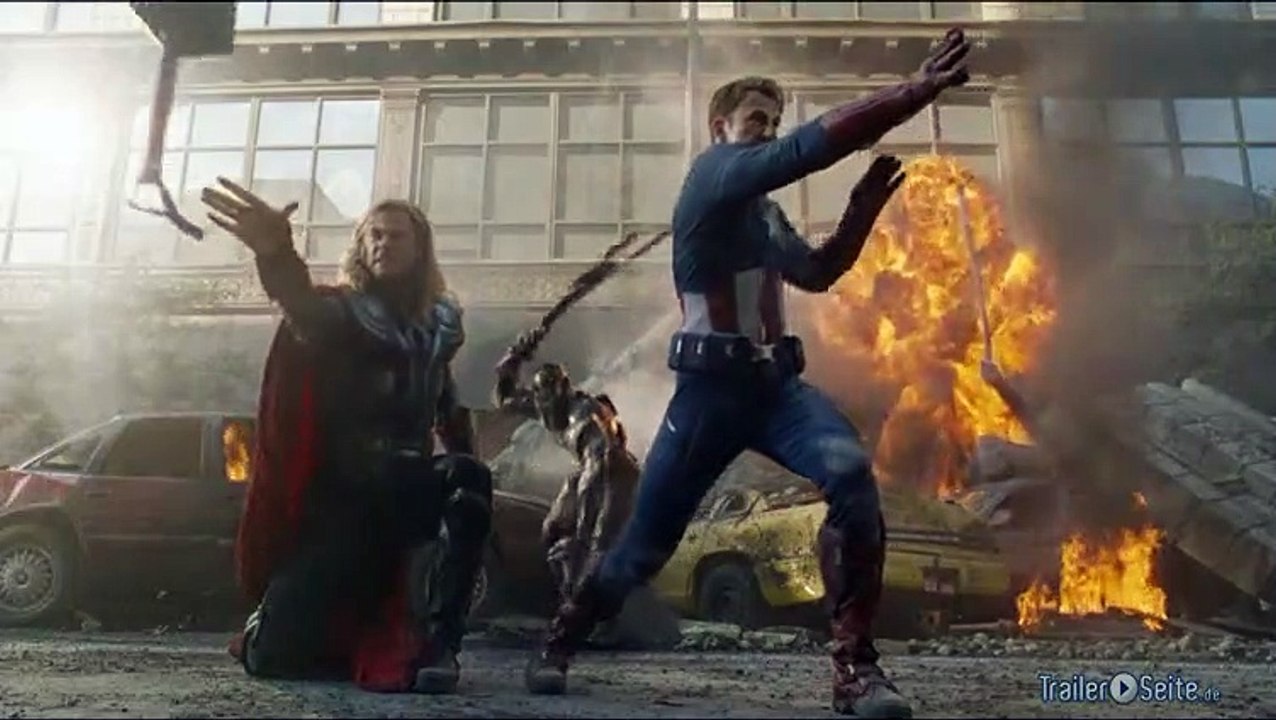 Ausschnitt aus Marvels The Avengers: Thor und Captain America kämpfen