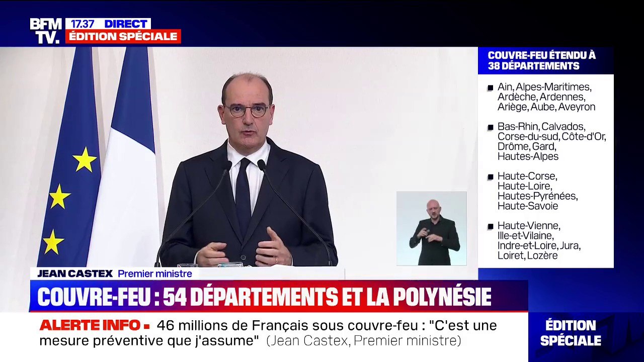 Jean Castex: Les mesures de soutien à l'économie seront "étendues à l'ensemble des départements basculant sous le régime du couvre-feu"